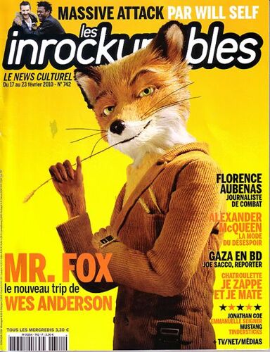 Les Inrockuptibles  N° 742 : Mr. Fox Wes Anderson/ Massive Attack Par Will Self/ Florence Aubenas/ Alexander Mcqueen/ Gaza En B.D./ Chatroulette/ J. Coe/ Tindersticks/ Mustang/ E. Seigner + Cd