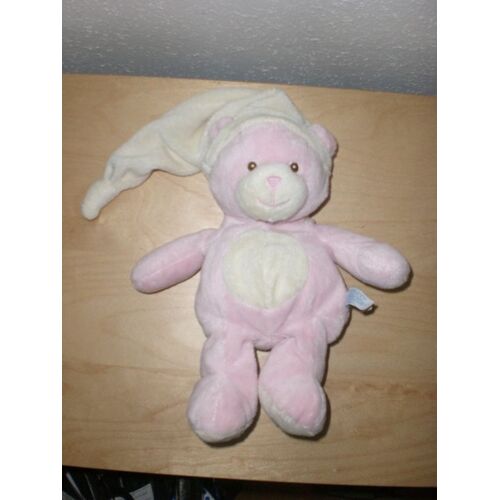 Doudou Ours Rose Bonnet Blanc Gipsy