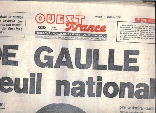 Ouest-France Du Mercredi 11 Novembre 1970