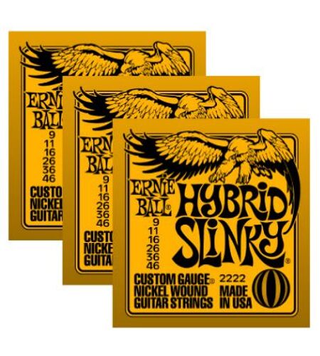 3 X Jeux De Cordes Ernie Ball Hybrid Slinky 9-46 - Tirant : 09-11-16-26-36-46