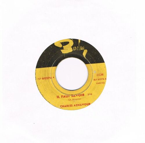 Il Faut Savoir - Belgium Pressin - Juke Box - Barclay 60276