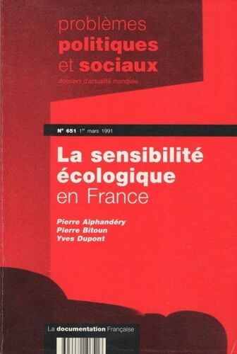 La Sensibilite Ecologique En France