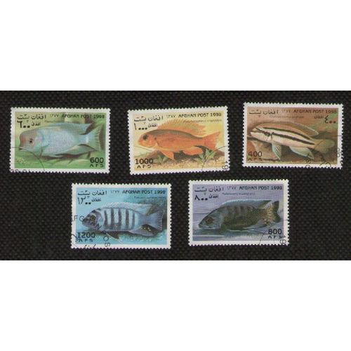 5 Timbres Afghan - Poissons