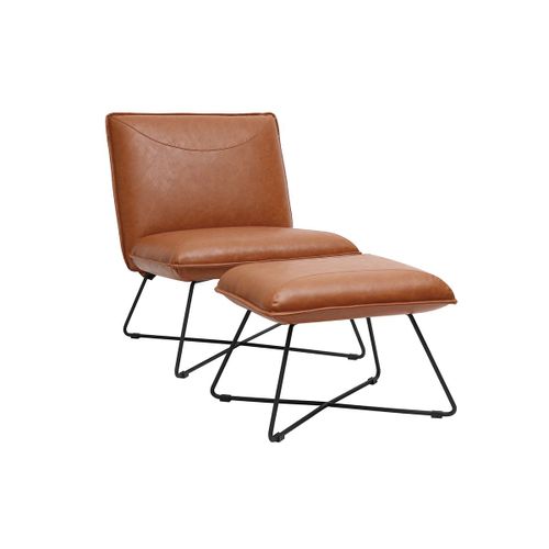 Fauteuil Vintage Marron Avec Repose Pied Philo