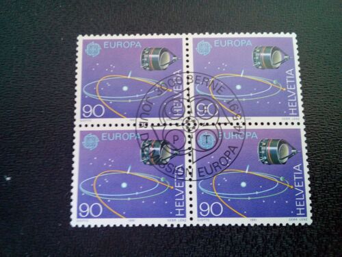 Timbre Suisse Yt 1373 Bloc De 4 Europa (C.E.P.T.) - Espace 1991 ( 0110504 )