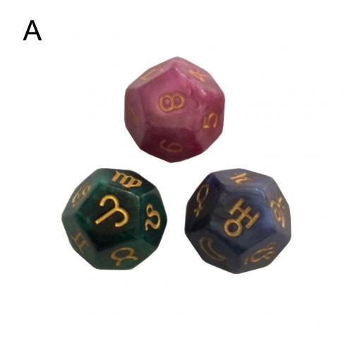Dés D'astrologie À 12 Faces 3 Pièces/Ensemble, En Acrylique, Pour La Divination, Jeu De Société Magique