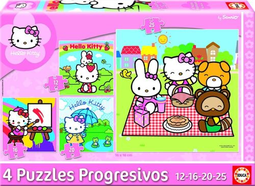 Puzzles De 12 À 25 Pièces - 4 Puzzles : Hello Kitty