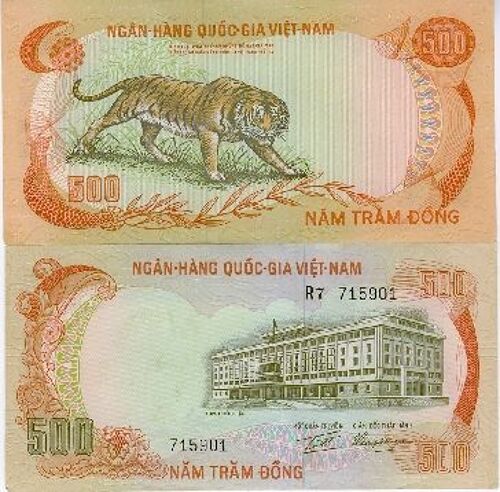 Billet De 500 Dong Du Vietnam Du Sud "Tigre"