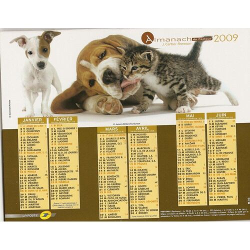 Almanach Du Facteur 2009 - Chiens Et Chats