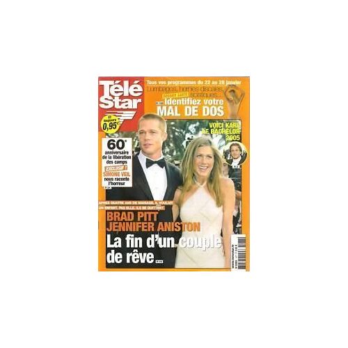 Télé Star  N° 1477 : 2005 Brad Pitt/Jennifer Aniston/Bachelor/Franck Dubosc/Jude Law/Hugues Aufray/Astrid Veillon/Jp Descombes/Vanessa Paradis/Line Renaud/Pierre Mondy/Jean Dujardin/Alexandra Lamy