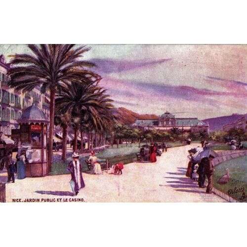 Carte Postale Ancienne, France, Alpes Maritimes ( 06 ), Nice, Le Jardin Public Et Le Casino - Oblitération Du 07/02/1918