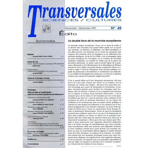 Transversales Science Culture N° 48 : La Double Face De La Monnaie Européenne