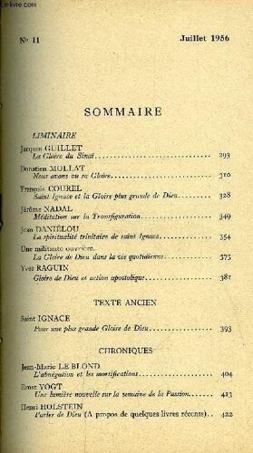 Christus N° 11 - La Gloire Du Sinaï Par Jacques Guillet, Nous Avons Vu Sa Gloire Par Donatien Mollat, Saint Ignace Et La Gloire Plus Grande De Dieu Par François Courel, Méditation Sur La(...)
