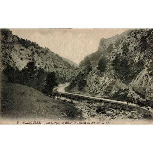 Carte Postale Ancienne, France, Var ( 83 ), Ollioules, Les Gorges, La Route Et Le Torrent Du D'estel