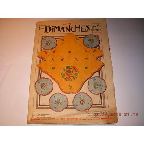 Les Dimanches De La Femme 1924  N° 145 : 14 Dec 1924 Vieux Strasbourg , Napperons