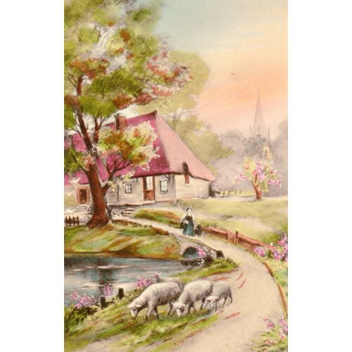 Carte Postale Ancienne - Voeux - La Ferme Et Les Moutons