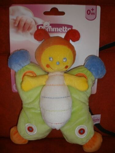 Doudou Papillon Multicolore Semi Plat Pommette