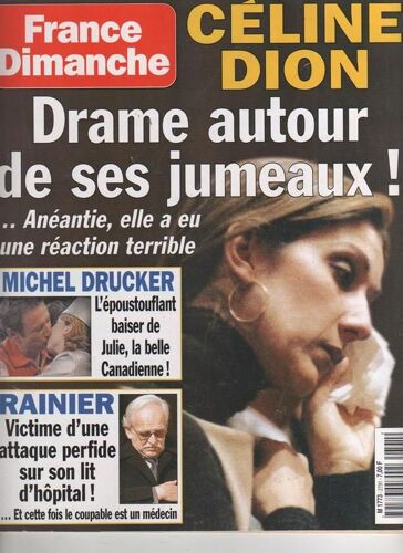 France Dimanche  N° 2791 : Celine Dion/Obseques Vadim/Mimie Mathy/Line Renaud/Daniel Auteuil/Wolkowitch/Guillaume Durand/Mauranne/Julie Snyder/Sylvain Mirouf/Ophelie Winter (2p)
