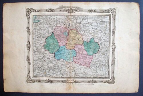 Carte De L'ile-De-France, Métropole De Paris, Éditée Par Le Sr Desnos Vers 1790