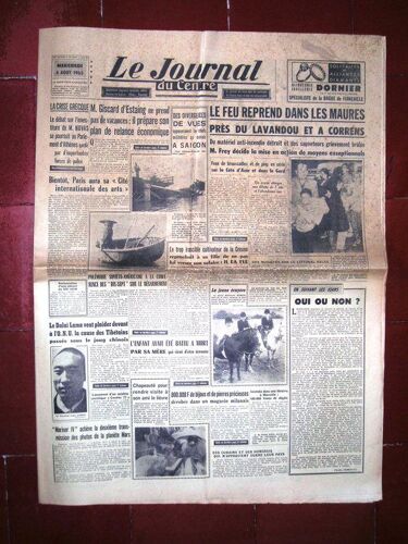 Le Journal Du Centre 1965  N° 6333 : Le Feu Reprend Dans Les Maures Près Du Lavandou Et À Correns