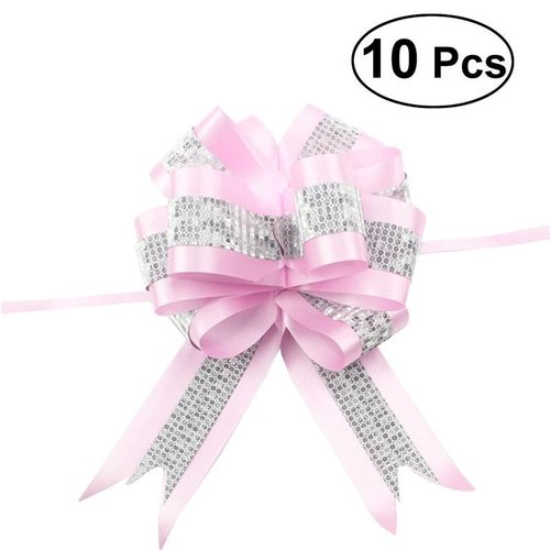10 Pièces Noeud Ruban Cadeau Cadeau Emballage Cravate Ruban Noeud Pour Anniversaire De Mariage (Rose)