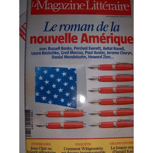 Magazine Littéraire  N° 483 : 02/2009: Roman Nouvelle Amerique: Banks,Auster.../ Orwell/ Clair/ Kadare/ Wittgenstein/ Bello/Pratiques Lecture/ Diaz/ Lehane/ Ionesco/ Yourcenar/ Nrf