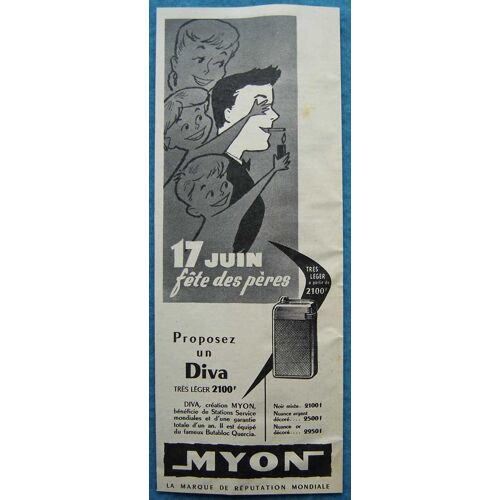 Publicité Papier - Briquet Myon De 1956