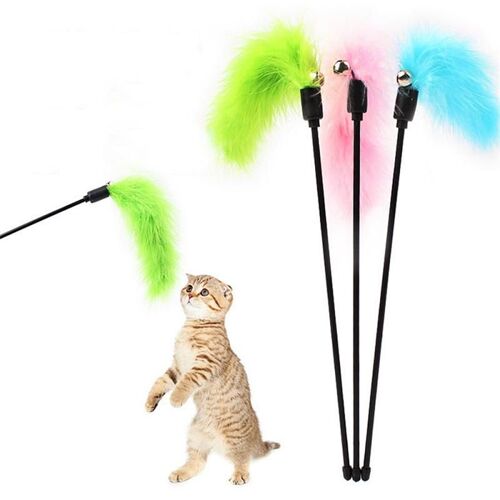 Bâton À Pompon Pour Animal De Compagnie, 1 Pièce, Accessoires De Plumes, Chaton Amusant, Jouets Interactifs Pour Animaux Domestiques, Divertissement