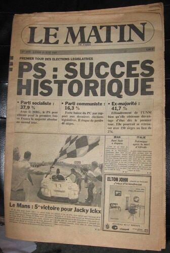 Matin De Paris (Le) N° 1338 Du 15/06/1981