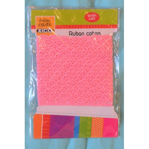 Ruban Coton Rose Xica Dentelle 10mm X 3m Idéal Couture - Loisirs Créatif