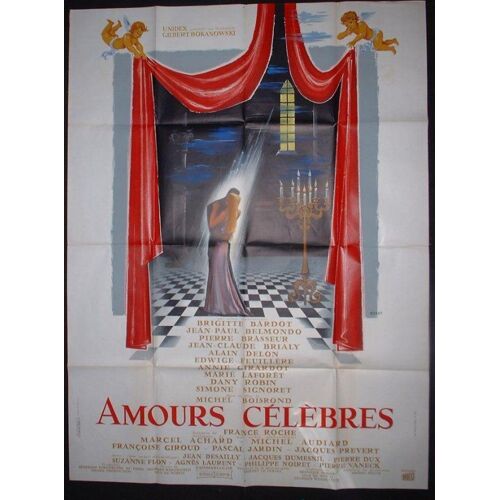 Les Amours C?L?Bres - Affiche De Cin?Ma Lithographie Originale De 1961 (Mod?Le A) 120x160cm / Film De Michel Boisrond, Avec Brigitte Bardot, Alain Delon, Simone Signoret, Jean-Paul Belmondo