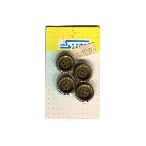 Lot De 4 Boutons - " Paris Sélection " - Sur Plaquette - 18 Mm - Vert