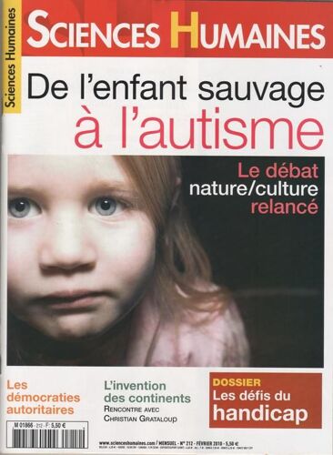 Sciences Humaines  N° 212 : De L'nefant Sauvage À L'autisme