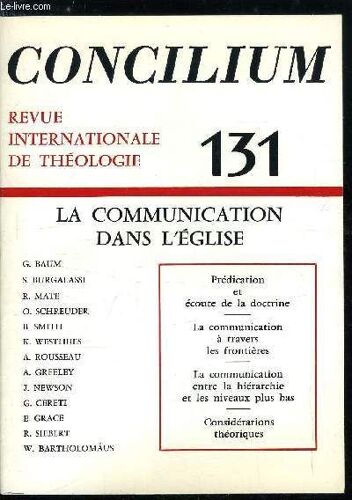 Concilium N° 131 - Catégories Sociales Et Accueil De La Doctrine En Italie Par Silvano Burgalassi, Courants Antagonistes Dans L Eglise Espagnole Par Reyes Mate, La Majorité Silencieuse Par Osmund(...)