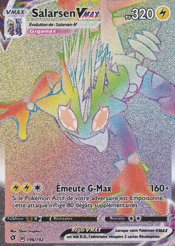 Carte Pokemon - Salarsen Vmax - Ultra Rare - Rainbow - Secrete - 196/192 - 310 Pv - Épée Et Bouclier 2 Clash Des Rebelles