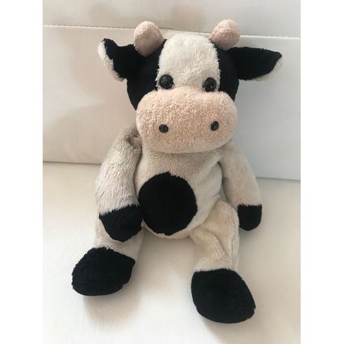 Peluche Doudou Vache Crème & Noir Lascar 30 Cm