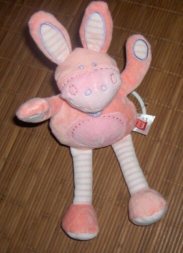 Doudou Peluche Ane Lapin Rose Tex Musicale  Carrefour