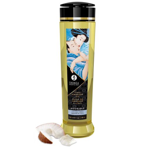 Huile De Massage Adorable Saveur Noix De Coco - 240 Ml Shunga Erotic Art 