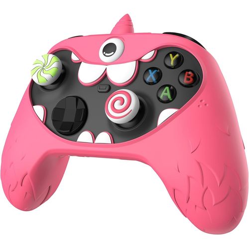 Coque Manette pour Xbox Series X S Accessoires,Housse Protection Silicone pour Xbox Core Controller,Cover Skin avec Capuchon Joystick & Autocollant-Rose,Design MonoEye Monster