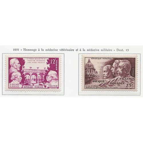 Yvert France N° 897 Et 898. Hommage À La Médecine Vétérinaire Et À La Médecine Militaire. Neuf Sc** (Mnh)