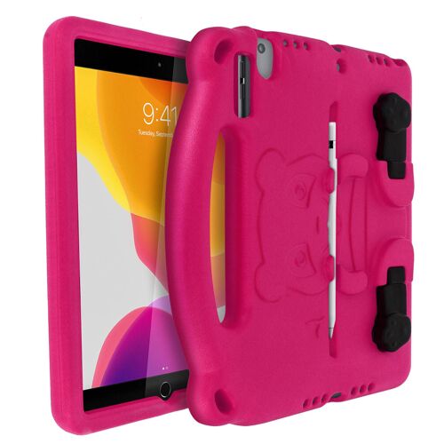 Coque iPad 9 2021 iPad 8 2020 iPad 7 2019 Enfant Panda Support Vidéo Rose