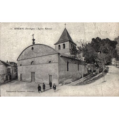 Carte Postale Ancienne, France, Dordogne ( 24 ), Ribérac, Église Romane