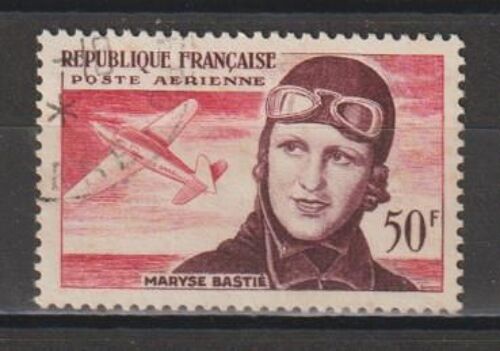 France, 1955, Poste Aérienne, Troisième Anniversaire De La Mort De L'aviatrice Maryse Bastié, N°34, Oblitéré.
