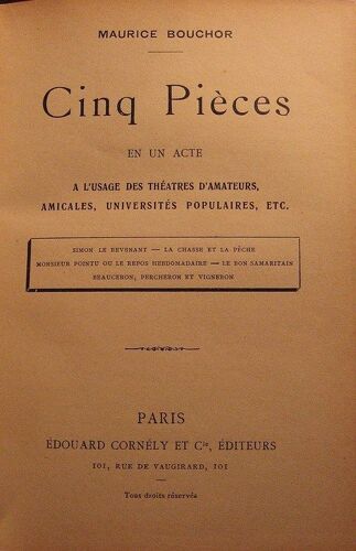 Cinq Pièces En Un Acte