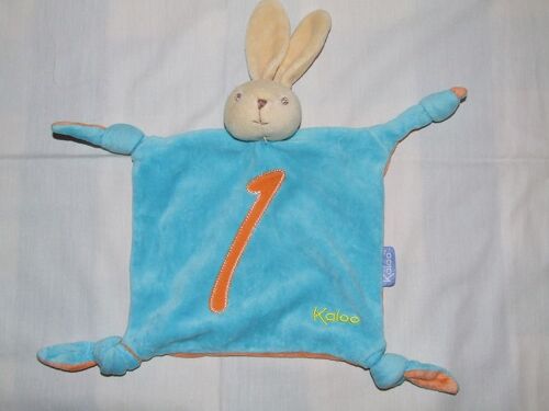 Lapin Kaloo Doudou Carré Plat Bleu 1 Orange Peluche