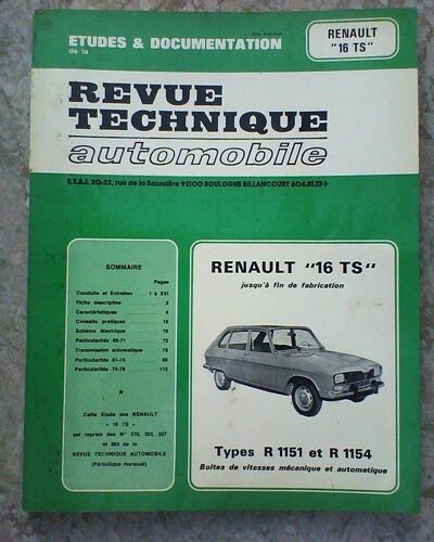 Revue Technique Automobile   N° 2704 : Renault 16 Ts