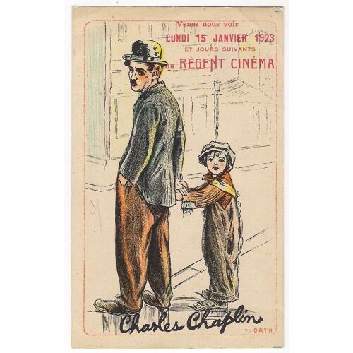 The Kid - Le Gosse - Film Muet Comique 1921 R?alis?e Et Avec Par Charlie Chaplin - Carte Postale Originale 14x9 Cm De 1923 Pour La Programmation De " The Kid " Au R?gent Cin?ma -