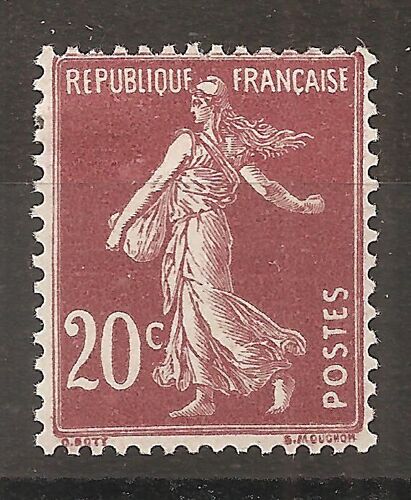 139 (1907) Semeuse 20c Brun-Rouge N* (Cote 3e) (6947)