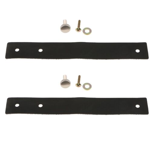1set Handmade Leather Valise Handle Drawer Cabinet Pull Handle Black MagiDeal