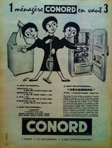 Publicite Ancienne (Fevrier 1956) Pour Les Appareils Electro-Menagers " Conord "